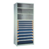 Shelving With Modular Drawers, 87W x Painted steelD x 24H, Shelving-Shelf Unit, 9-Drawers