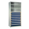 Shelving With Modular Drawers, 87W x Painted steelD x 18H, Shelving-Shelf Unit, 8-Drawers