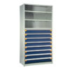 Shelving With Modular Drawers, 87W x Painted steelD x 18H, Shelving-Shelf Unit, 8-Drawers