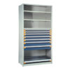 Shelving With Modular Drawers, 75W x Painted steelD x 24H, Shelving-Shelf Unit, 7-Drawers