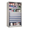 Shelving With Modular Drawers, 87W x Painted steelD x 18H, Shelving-Shelf Unit, 7-Drawers