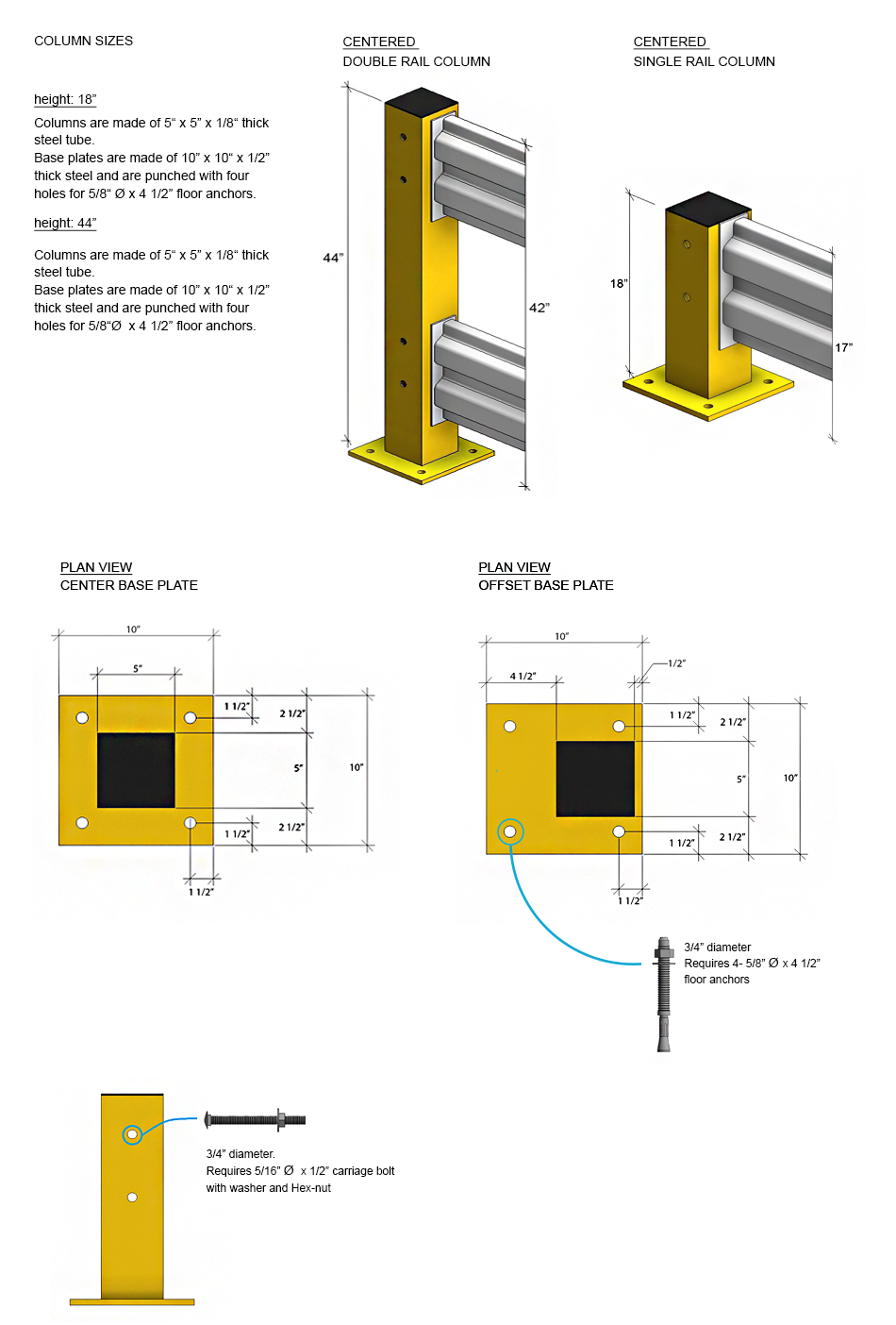 Heavy-Duty Guardrail Post Component Details