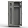 Extra Heavy Duty 14 GA Ventilated Single-Tier Locker with Shelf and Hanger Rod, 2 Compartments - 36 in. W x 18 in. D x 75 in. H