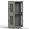 Extra Heavy Duty 14 GA Double-Tier Ventilated Locker, 4 Compartments - 36 in. W x 18 in. D x 75 in. H