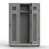 Extra Heavy Duty 14 GA Ventilated Single-Tier Locker with Shelf and Hanger Rod, 3 Compartments - 54 in. W x 18 in. D x 75 in. H