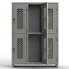 Extra Heavy Duty 14 GA Double-Tier Ventilated Locker, 6 Compartments - 54 in. W x 18 in. D x 75 in. H