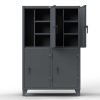 Extreme Duty 12 GA Double-Tier Locker with 4 Compartments, 8 Shelves, Coat Hooks - 50 in. W x 24in. D x 78 in. H