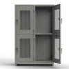 Extra Heavy Duty 14 GA Double-Tier Ventilated Locker, 4 Compartments - 48 in. W x 24 in. D x 75 in. H