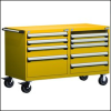 Heavy-Duty Mobile Cabinet, Double Bank (48"W x 27"D x 37 1/2"H), Roll-Out Shelf, 8 Drawers with Partitions