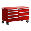 Heavy-Duty Mobile Cabinet, Double Bank (48"W x 27"D x 37 1/2"H), 7 Drawers with Partitions