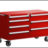 Heavy-Duty Mobile Cabinet, Double Bank (60"W x 27"D x 37 1/2"H), 7 Drawers with Partitions