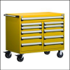 Heavy-Duty Mobile Cabinet, Multi-Drawers (48"W x 24"D x 41 1/2"H), 11 Drawers with Partitions