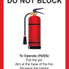 Mighty Line Do Not Block Fire Extinguisher Sign, Red,White, and Black, 24" x 36" Wide - 1 Sign - Floor Marking